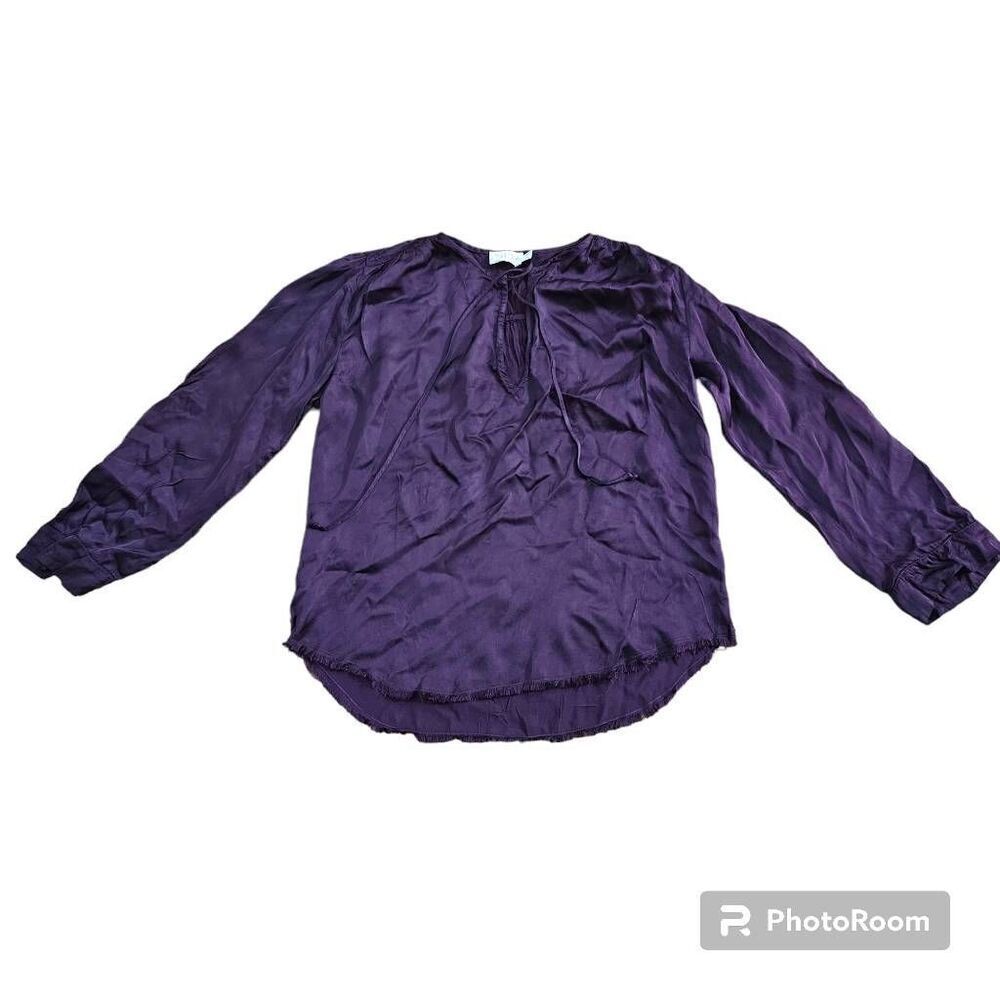 Nation LTD Blouse Purple Long Sleeve Satin Size Medium